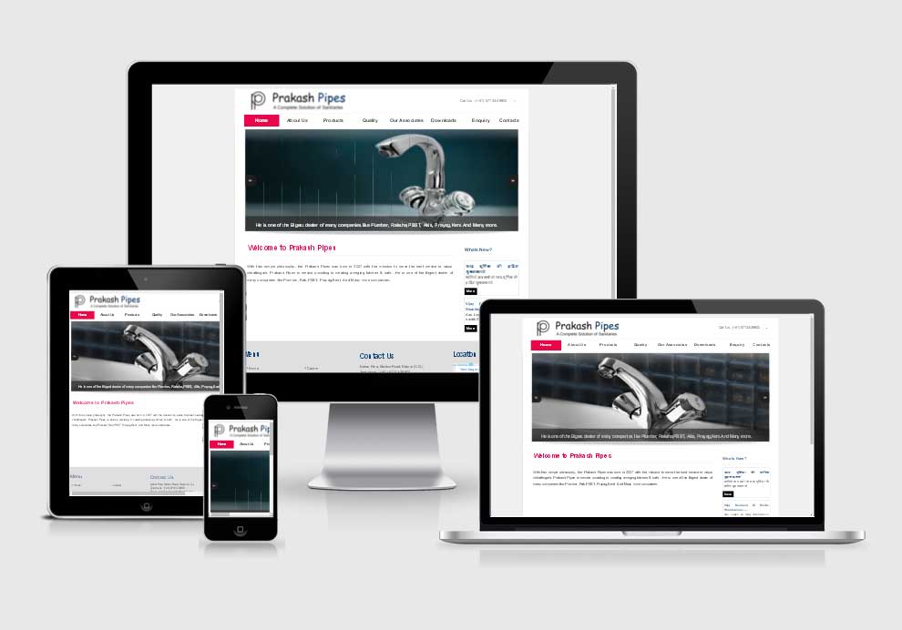 Prakash Pipes website design company in raipur